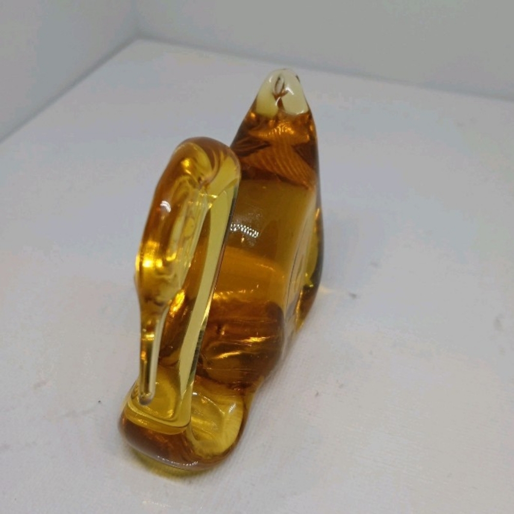 VTG VIKING 1972 Amber Blown Art Glass Fig. Epic Line SWANTones Of Gold 2.75"x 3" - Picture 3 of 8